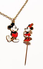 Vintage 1970's Mickey & Minnie Mouse Necklace + Stick Pin Set, Walt Disney Prod. picture