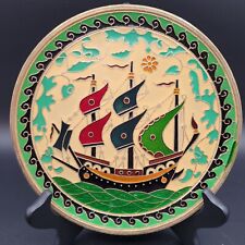 Galleon Voyager Enamel Brass Plate picture