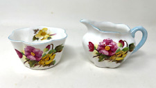 BEAUTIFUL Vintage Shelley China Begonia Creamer and Open Sugar Bowl picture