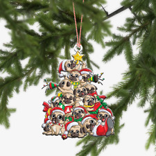 Pug Dog Christmas Ornament, Pug Dog Car Ornament, Pug Dog Xmas Ornament Gift picture
