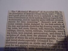 BENSON CLOCK MAKERS   ABSTRACT cutting  6/6 cm  1863 ORIGINAL picture