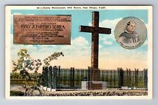 San Diego CA-California, Old Town, Serra Monument, Vintage Souvenir Postcard picture