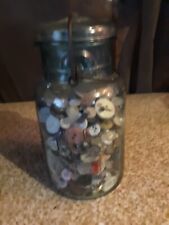 Vintage Blue Ball Canning Jar with vintage buttons picture