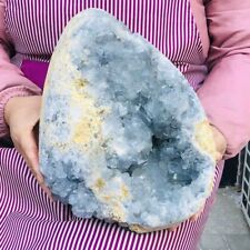 24.68LB Natural Beautiful Blue Celestite Crystal Geode Cave Mineral Specimen 270 picture