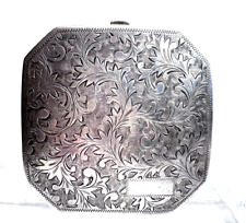 Antique 950 Sterling Silver Mirror Powder Engraved Design Compact picture