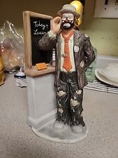 1989 Personally Signed Emmett Kelly Jr Flambro Teacher Clown Figurine. picture