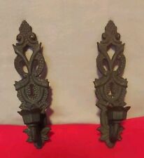 Vtg Pair of Robert Emig Hammered Cast Iron Candle Wall Sconces 1378 picture