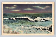 Geneva-on-the-Lake OH-Ohio, Breakers on Lake Erie, Antique Vintage Postcard picture