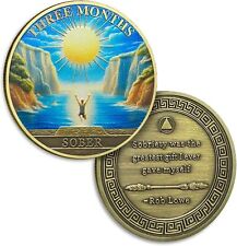 3 Month Sobriety Coins AA Chip Recovery Medallion Sobriety Gifts for Women Men picture