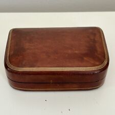 Vintage Brooks Brothers Chestnut Brown Trinket Leather Jewelry Box Made In Italy picture