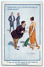 c1910's Pretty Woman I Come Not In My Nightdress Donald McGill Antique Postcard picture