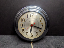 Mid Century Vintage Sessions Chrome Wall Clock USA Model 6W Self-Starting TESTED picture