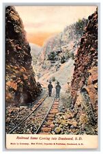 Railroad Scene Coming Into Deadwood South Dakota SD Postcard picture