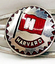 Vintage HARVARD University Silver Tone  Enamel Tie Bar Clasp picture