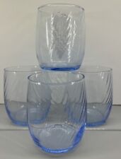 Vintage 70’s Libbey Blue Optic Swirl Glasses Set of 4 Decorative Design picture