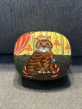 Vintage Hand Painted Cat Animal Paper Mache Lacquered Jewlery Trinket Box ~fs picture