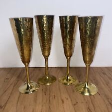 Vintage Set Of 4 Brass Champagne Flutes 8.75