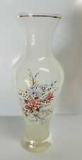 Vintage Viking Glass Hand Painted Florals Frosted Glass Vase picture