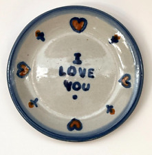 M A Hadley Pottery “I Love You” Coaster Mini Trinket Plate Heart Signed 4 1/4” D picture