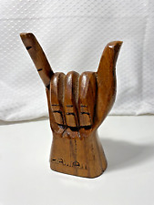 Vintage Hand Carved Wooden Hawaii Shaka Hang Loose Tiki Hawaiian Souvenir 6