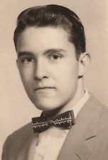5R Photograph Portrait Young Man Bow Tie School Class Photo 1940's picture