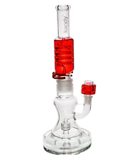 14 inch glass bong smoking hookah water pipe with glycerin spiral red hourglass picture