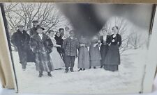 Vintage Real Photo Postcard Umailed Men and Women Winter Scene Fur Coats picture
