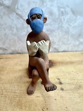 LOUIS RIZZO HOLLIS MAINE Handmade Nude Clay Figure Dr Surgeon Sitting On Bench picture