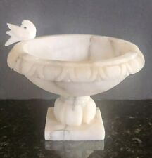 Vintage Italian Carved Alabaster Marble Pedestal Bird Bath Dove 6