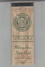 Matchbook Cover Metropolitan State Bank Derby, CO picture