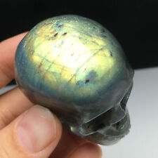 102g Natural Crystal Specimen.Labradorite . Hand-carved. Exquisite Skull.GIFT.QD picture