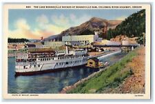 c1940's The Lake Bonneville Docked Dam Columbia River Highway Oregon OR Postcard picture