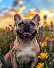 8x10 Framed Photo Artwork Print Nature Flowers French Bulldog Wall Photography picture