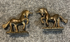 Set of 2 Vintage Unicorns Solid Brass picture