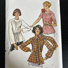Vintage 1970s Vogue 9746 Loose Fit Gathered Blouses Sewing Pattern 14 XS/S UNCUT picture