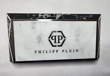 PHILIPP PLEIN LOGO PLAQUE IN LIGHT GRAY BLACK PLEXIGLASS w SILVER METAL TRIM picture