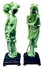 Vintage Gino Ruggeri Faux Green Jade Asian Couple Sculpture Figurines WONY Italy picture