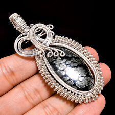 Marcasite Agate Vintage Handmade 925 Sterling Wire Wrapped Pendant 2.8