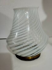 ♡Fenton French Opalescent White Swirl Spiral Optic Vase Metal Mount Rare 1939 picture