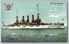 Pre-WWI US Battleship USS Vermont Great White Fleet 1907-1909 Patriotic Postcard picture