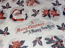 VTG MERRY CHRISTMAS WRAPPING PAPER GIFT WRAP SANTA HOLLY BELLS HAPPY NEW YEAR picture