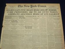 1918 AUGUST 10 NEW YORK TIMES - ALLIES GAIN FIVE MILES MORE - NT 9190 picture