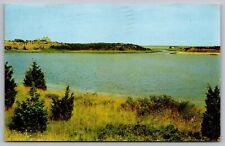 Salt Pond Cape Cod Massachusetts Waterfront Cancel 1957 Vintage WOB PM Postcard picture