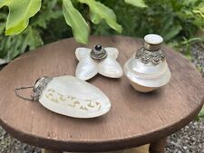 Vintage Collection Of 3 Mother Of Pearl Shell Snuff, Pill, Trinket Accessories picture