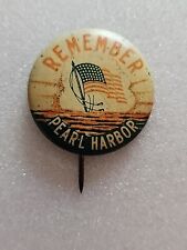 WWII 1940s Remember Pearl Harbor Vintage Pinback Button  picture