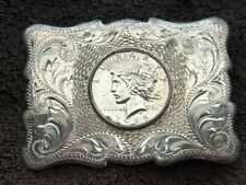Vintage 1925 Silver Dollar Sterling Frontier Buckle Signed picture