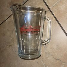 BUDWEISER King of Beers Heavy Glass Pub Beer Pitcher Ice Rim Dimpled Bottom picture