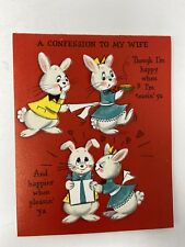 Vtg Hallmark Pop Up Mothers Day Card Anthropomorphic Bunnies Rabbits Wife picture