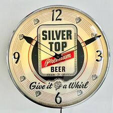 Vintage 1950's Silver Top Beer Duquesne Advertising PAM Clock Illuminated WORKS picture