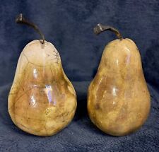 Pair Of Glazed Raku Pear Sculptures 5”H picture